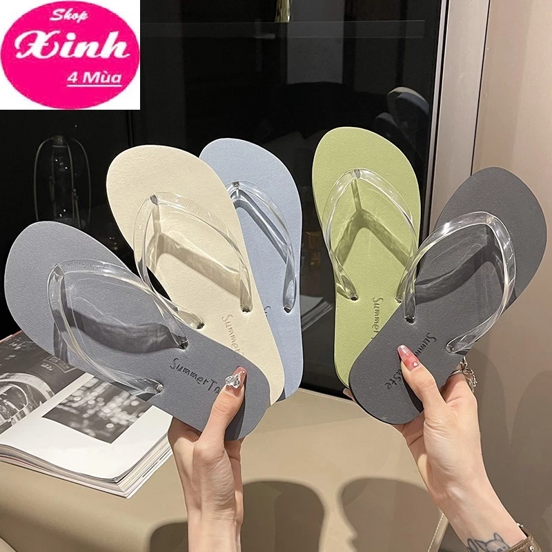 [Sẵn] Dép tông xỏ ngón quai PVC trong suốt, Dép đi biển đế cao su xốp mềm dẻo êm chân hàng QC (SX4M)