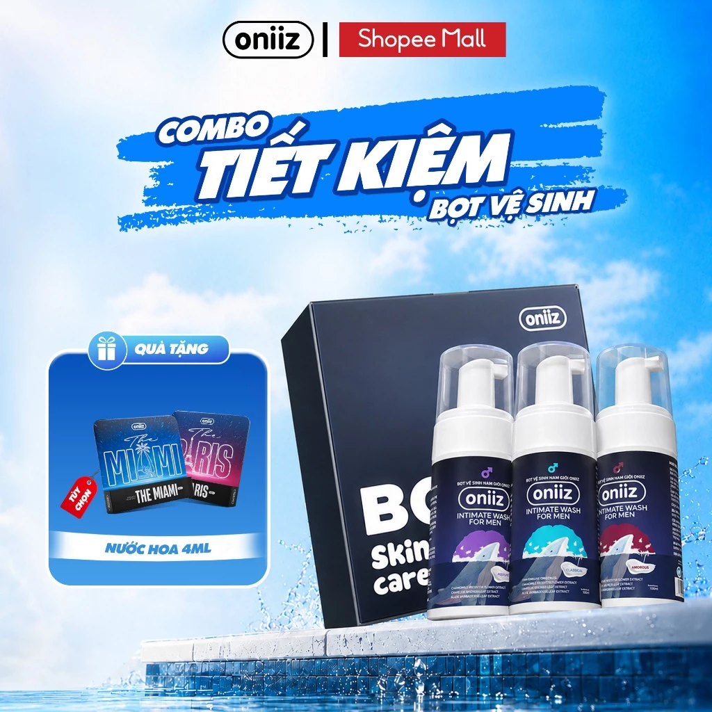 Combo Siêu Tiết Kiệm Bọt vệ sinh nam giới Oniiz, Dung dịch nam tạo bọt 100ml - Quà tặng nước hoa nam cao cấp