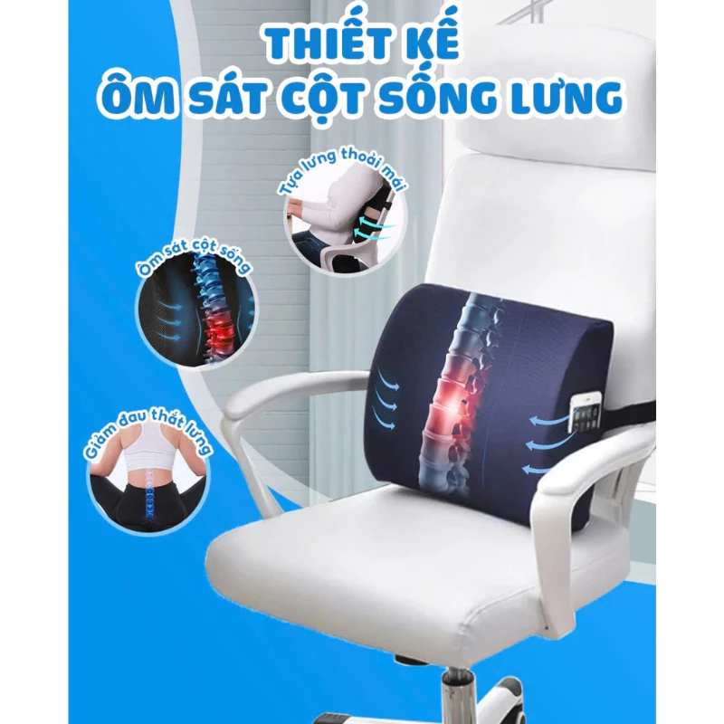 Gối tựa lưng cao su non CECILA thiết kế ôm lưng thoáng khí sử dụng cho văn phòng và ô tô