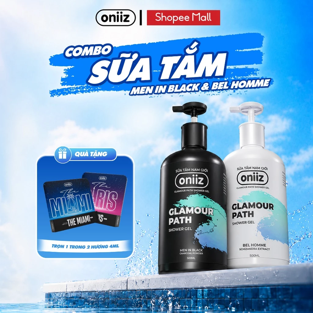 Sữa tắm nước hoa Oniiz gel tắm Men in back và Bel homme chai 500ml quà tặng Nước hoa cao cấp 4ml