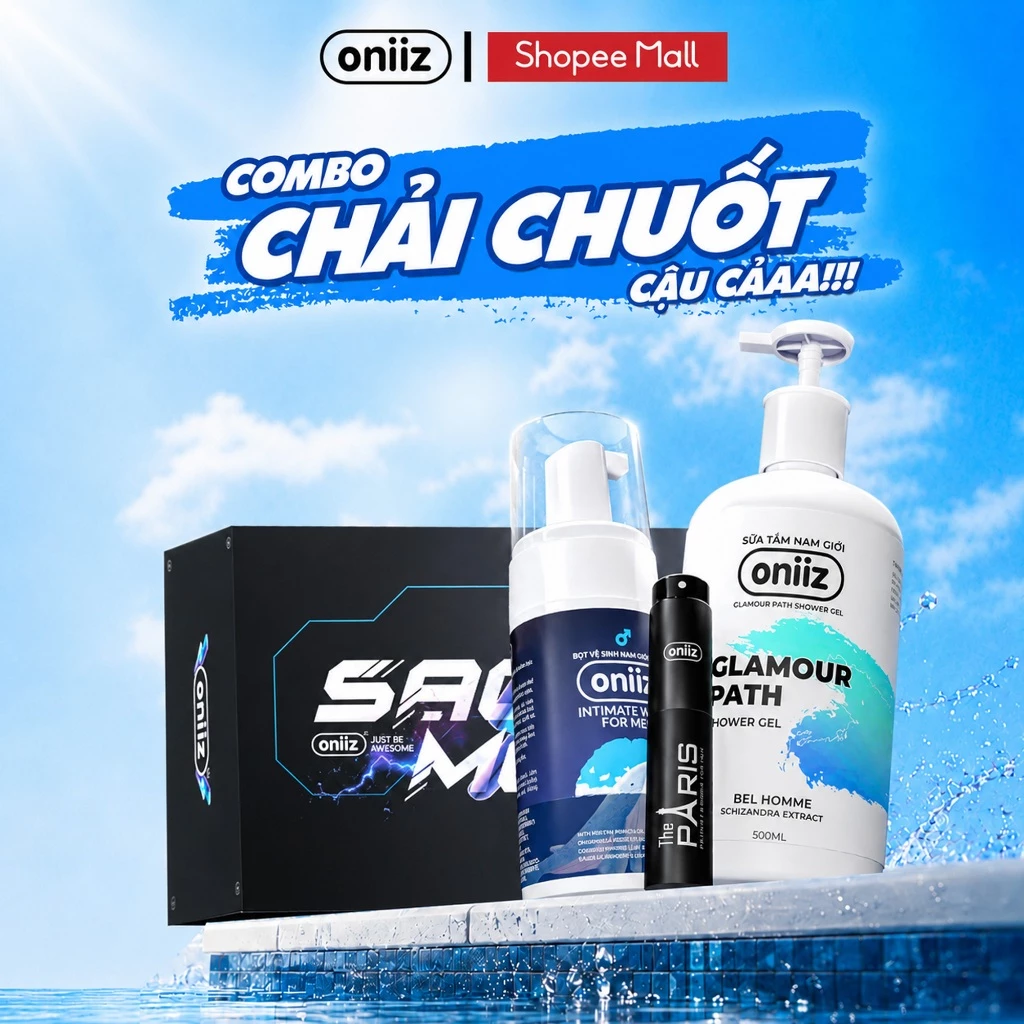 Bộ quà tặng nam giới Oniiz - Box Chải Chuốt Sữa tắm, nước hoa cao cấp, tặng bọt vệ sinh nam oniiz 100ml