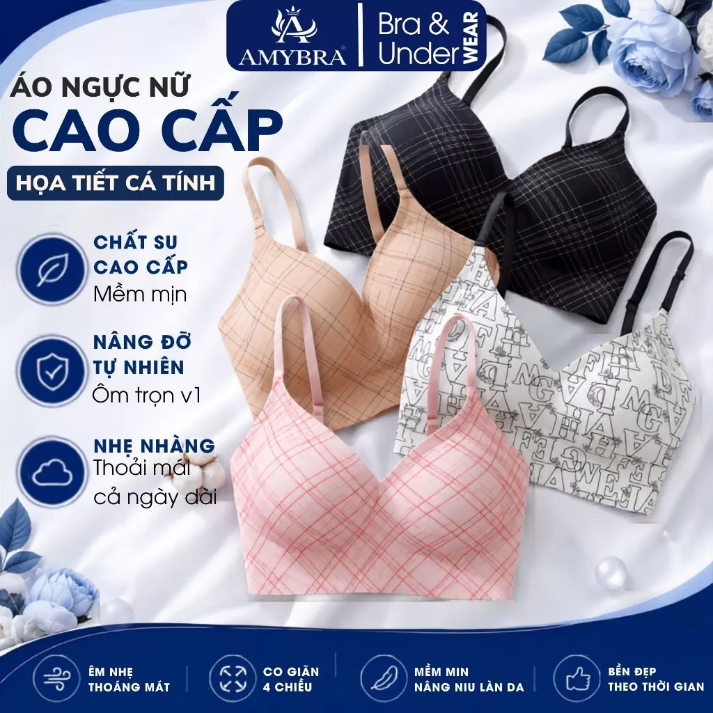 Áo Ngực Nữ Su Đúc Cao Cấp Họa Tiết Cá Tính, Áo Lót Nữ Nhiều Kiểu Mặc Dễ Dàng Phối Đồ AMYBRA A984