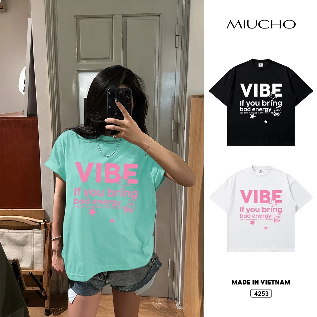 Áo thun boxy unisex basic vibe Hàn Quốc Miucho 4253