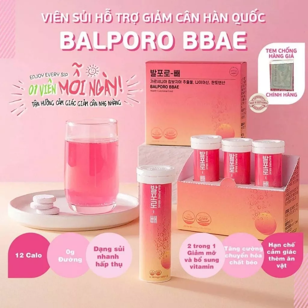 Viên sủi chuyển hoá chất béo Balporo BBae Hàn Quốc, giúp giảm cân, phân phối độc quyền bởi BBae Lab