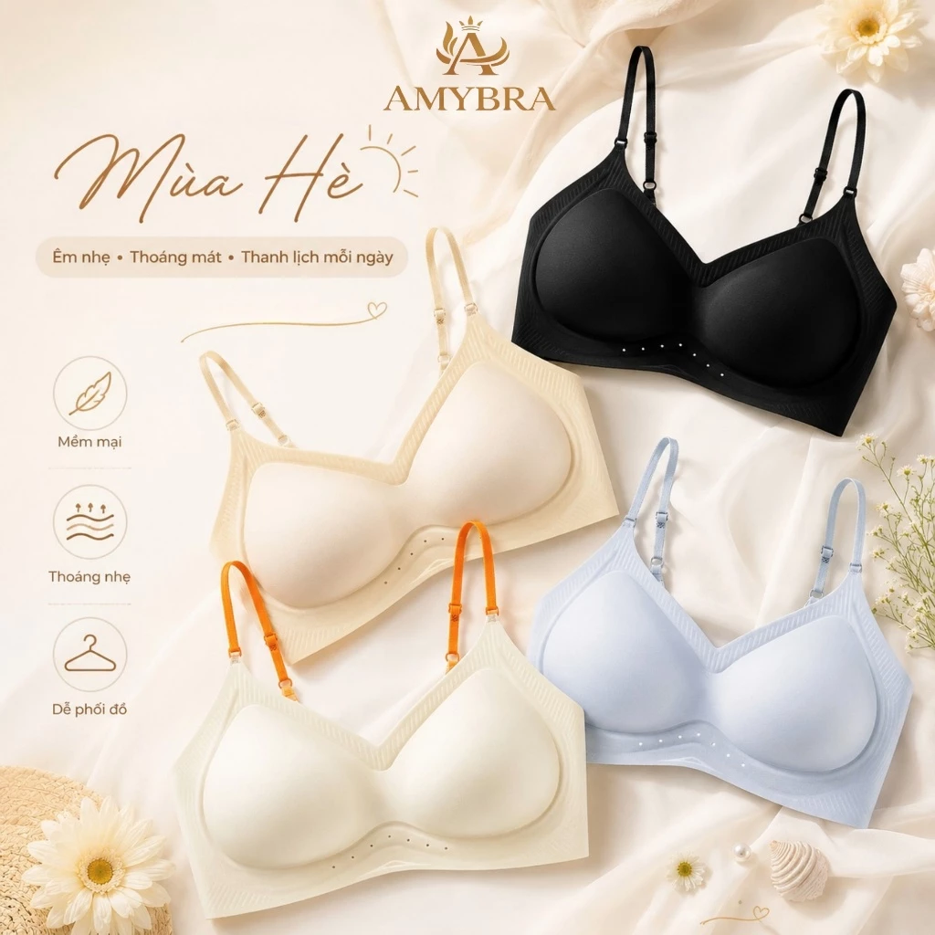 [ AMYBRA HỎA TỐC ] Áo Ngực Đúc Su Dáng Chui Không Gọng, Áo Bra Mút Mỏng Nhẹ 1cm Nhẹ Thoáng Khí A982