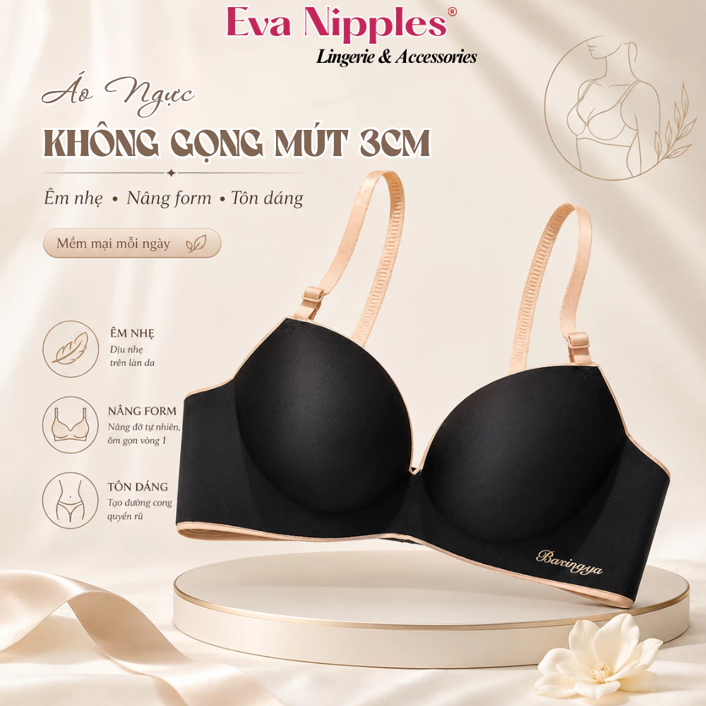 Áo Ngực Nữ Su Đúc Mút Đệm Bàn Tay 3CM Nâng Ngực Tự Nhiên Không Gọng Gom Quả Tạo Khe Eva Nipples K92
