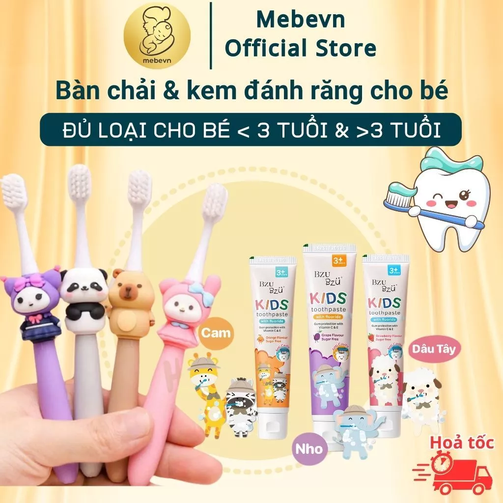Bàn chải đánh răng cho bé cao cấp Honper, bàn chải đánh răng trẻ em, mềm mại an toàn cho bé.