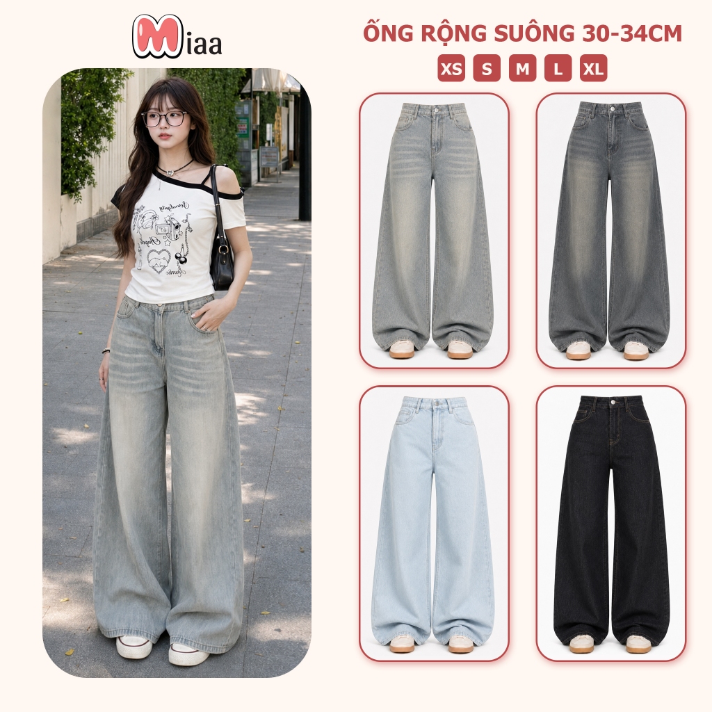 Quần Jean Ống Rộng Suông Basic MIAA Ống 30-33cm Dễ Mix Đồ Năng Động,Quần Jean…