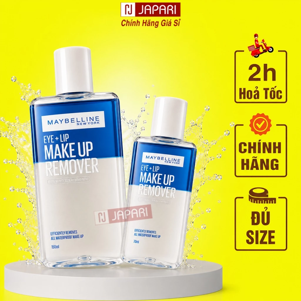 Nước Tẩy Trang Mắt Môi Maybelline Eye & Lip CHÍNH HÃNG Mini/Full - Nước Dầu Tẩy Trang Làm Sạch Makeup - Japari