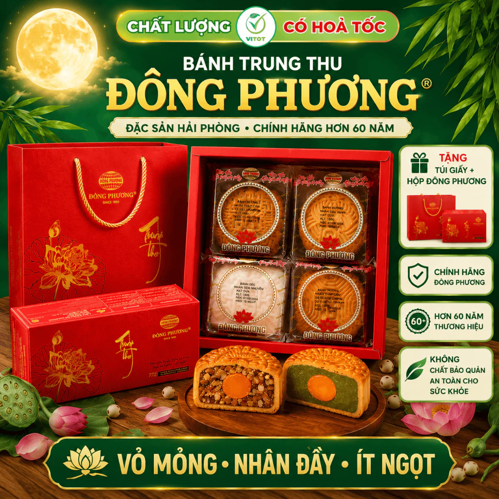 [HỎA TỐC] Bánh Trung Thu Đông Phương Hải Phòng Bánh Nướng Bánh Dẻo (Tặng Hộp/Túi Đi Tặng)