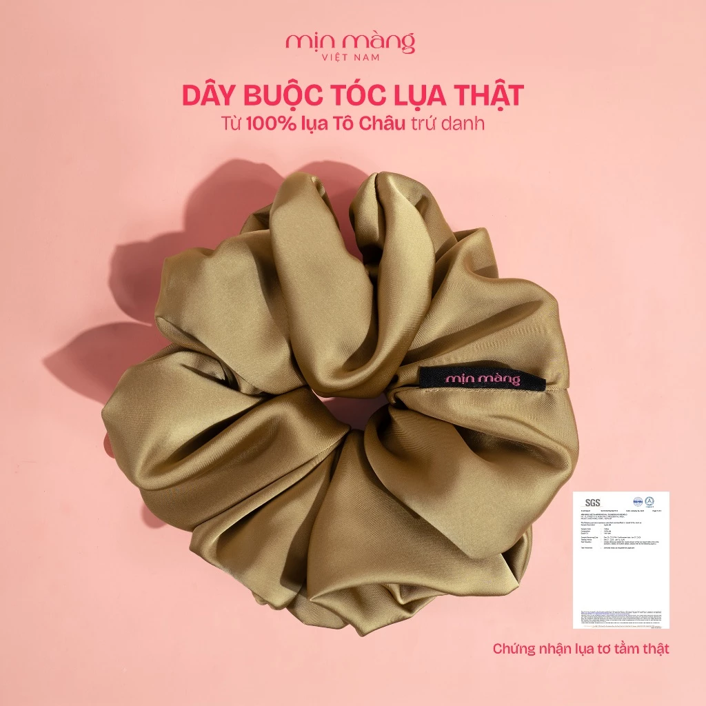 Dây Buộc Tóc Scrunchies Lụa Thật 100% Có Giấy Kiểm Định Vải Mềm Size To Phồng Giảm Gãy Rụng Tóc