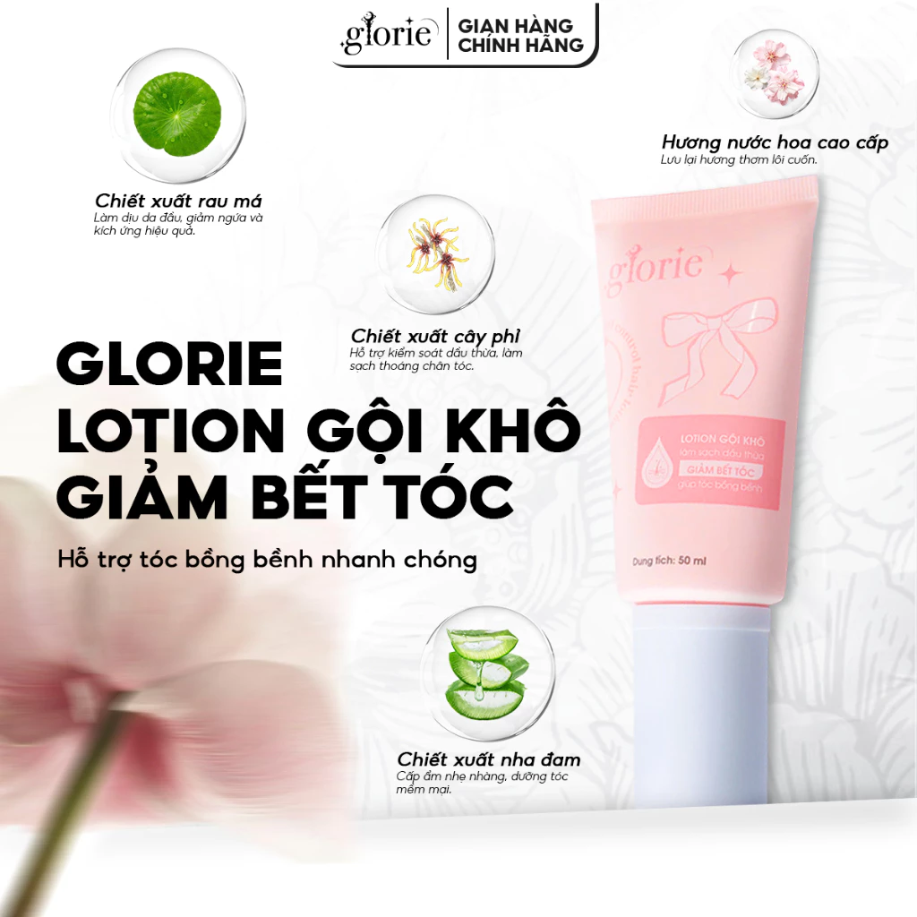 Lotion Gội Khô Kiềm Dầu Glorie 50ml Giảm Bết Tóc, Khử Mùi, Làm Tơi Phồng Tóc