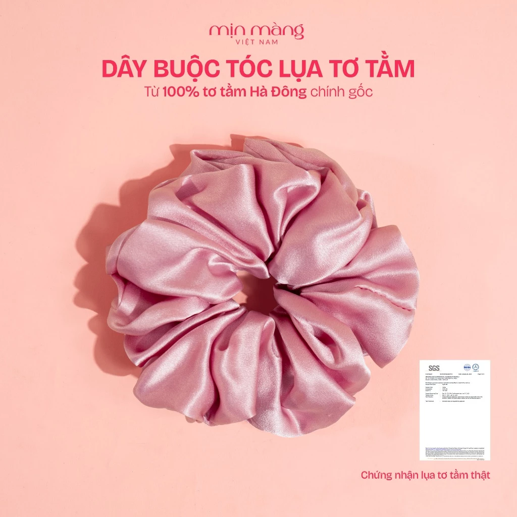 Scrunchies Dây Buộc Tóc Lụa Tơ Tằm Handmade To Phồng MỊN MÀNG VIỆT NAM Ngăn Gãy Rối Bảo Vệ Giữ Nếp
