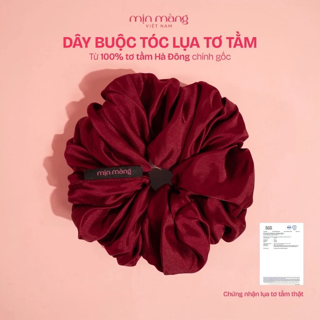 Dây Buộc Tóc Scrunchies Lụa Tơ Tằm Handmade To Phồng MỊN MÀNG VIỆT NAM Giữ Nếp Không Gãy Rụng Tóc