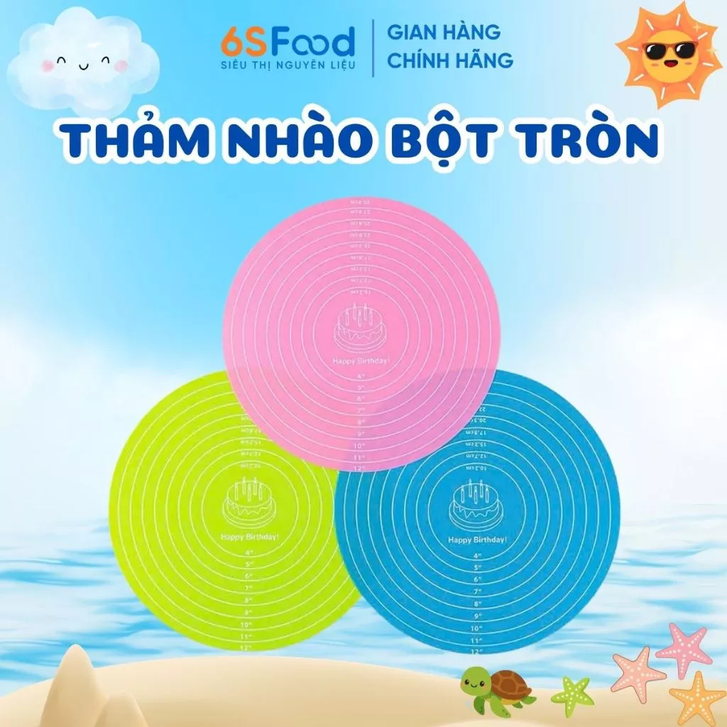 Tấm Lót Nhào Bột Tròn Silicon, Thảm Lót Nướng,Nhào Bột, Cán Bột,... - Nhà 6SFOOD