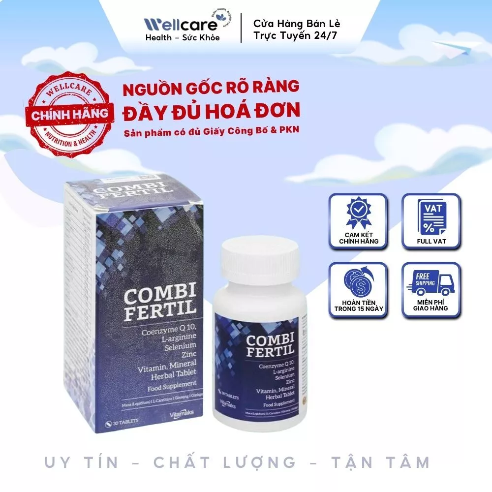 [✨CHÍNH HÃNG] Combi Fertil - Hộp 30 Viên - Bổ Sung Vitamin & Khoáng Chất Cho Nam