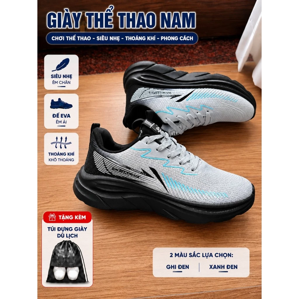 [Tặng túi đựng giày] Giày Nam Thể Thao Đế Mềm Co Giãn Thoáng Khí Dễ Phối Đồ 286