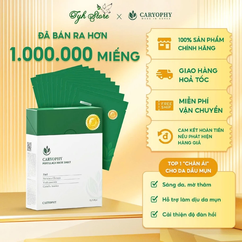Mặt nạ giấy dưỡng da CARYOPHY 22g (Caryophy Portulaca Mask Sheet 22g)