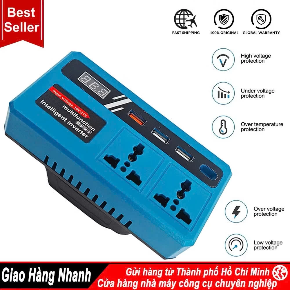 [NEW2026] Đế Chuyển Đổi Nguồn Điện Chuyển Từ Pin 21v Lên 110 - 220v, Chân Pin Phổ Thông 4cm