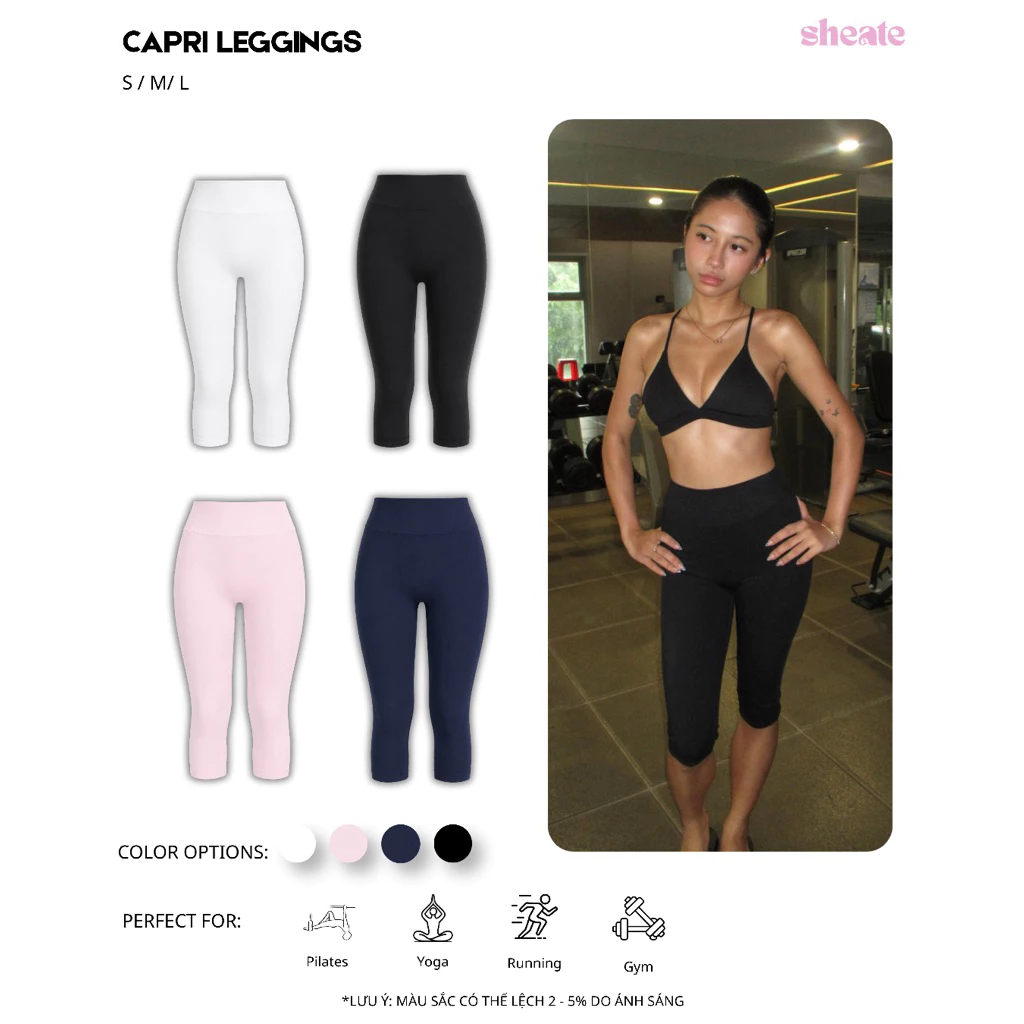 CAPRI LEGGINGS | Quần legging lửng cạp cao ôm dáng thể thao