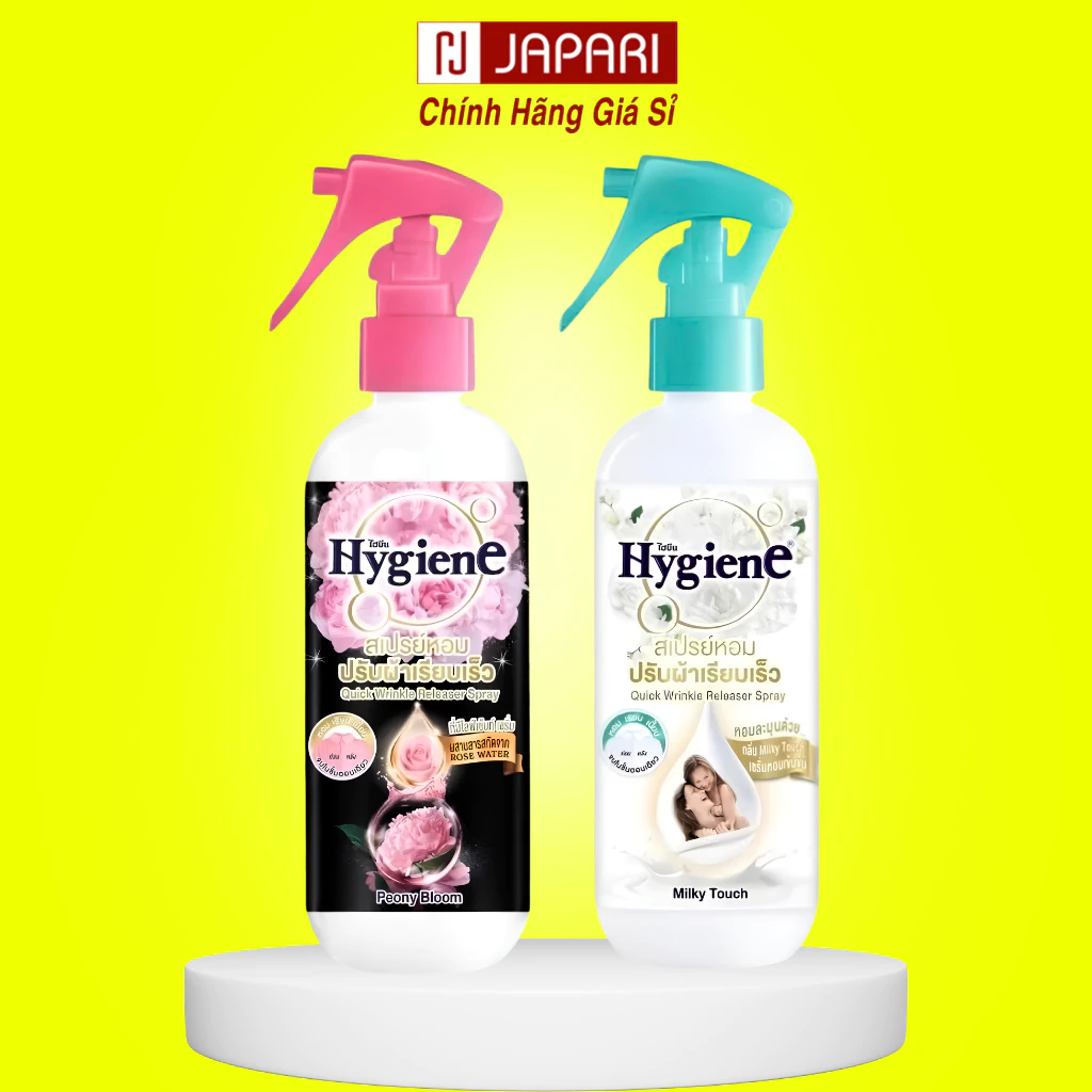 Xịt Vải Khô Khử Mùi HygienE Thái Lan 220ml - Nước Xịt Thơm Quần Áo Giảm Nhăn, Dưỡng Mềm Vải - Japari