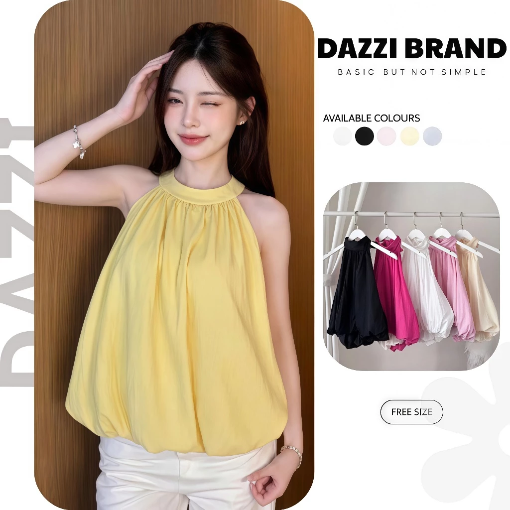 [DEAL HÈ] Áo BabyDoll Nữ Cổ Yếm Hở Vai Dáng Bí Vải Cotton Hàn DAZZI women A095