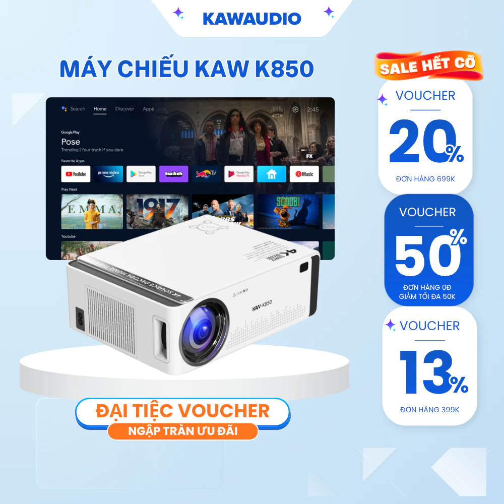 Máy Chiếu cao cấp KAW K860 Tự Động Lấy Nét, Tự Động Căn Chỉnh, Hỗ Trợ 4K, Độ Phân Giải Full HD Bảo hành 12 tháng