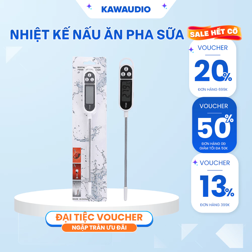 Nhiệt Kế Nấu Ăn Pha Sữa KAW Đầu Dò Inox, Đo Nhiệt Độ Thực Phẩm, BBQ, Làm Bánh, Sai Số Thấp Bảo Hành 12 Tháng