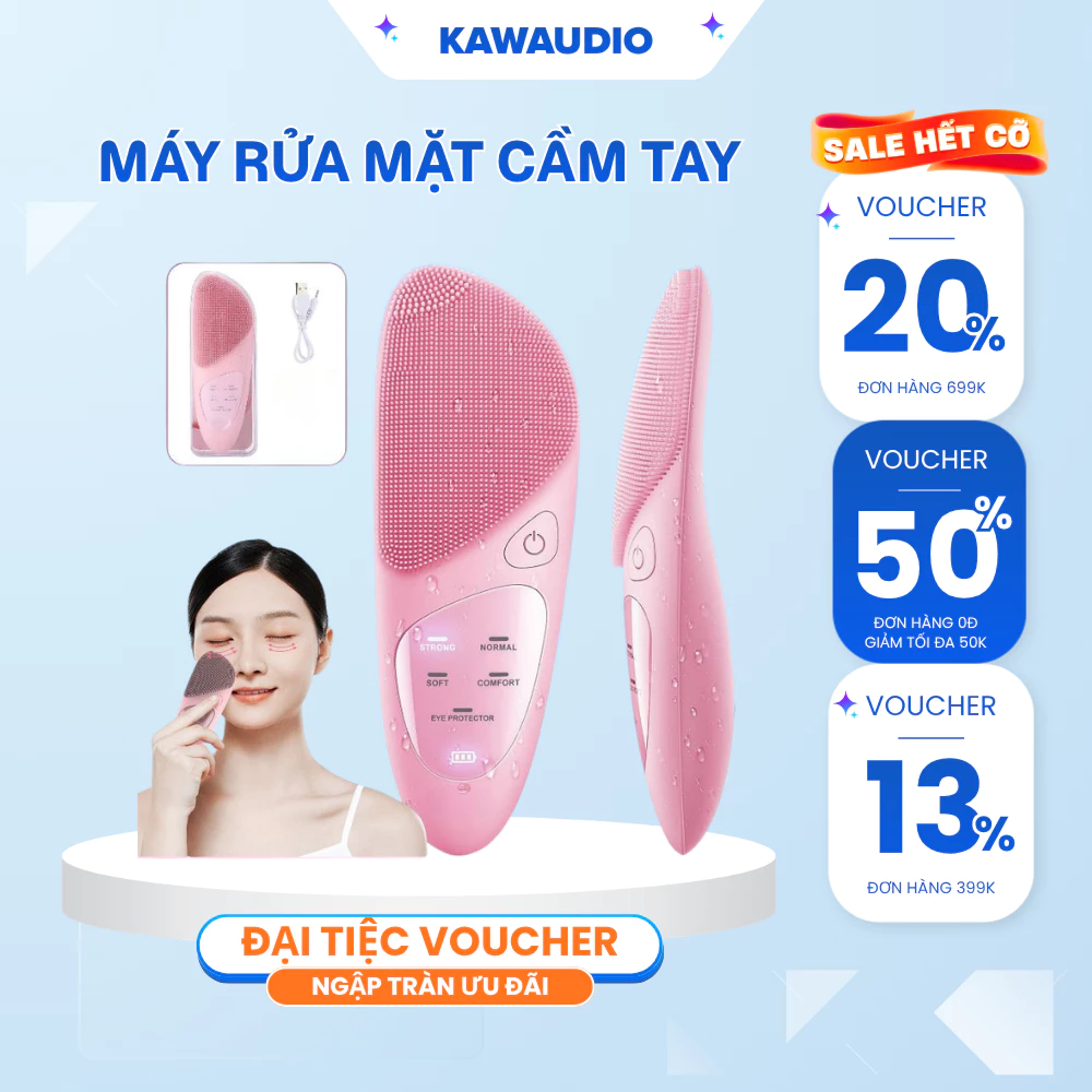 Máy rửa mặt cầm tay KAW, Làm sạch sâu, Giảm mụn đầu đen, Hỗ trợ massage mắt, nâng cơ mặt hiệu quả