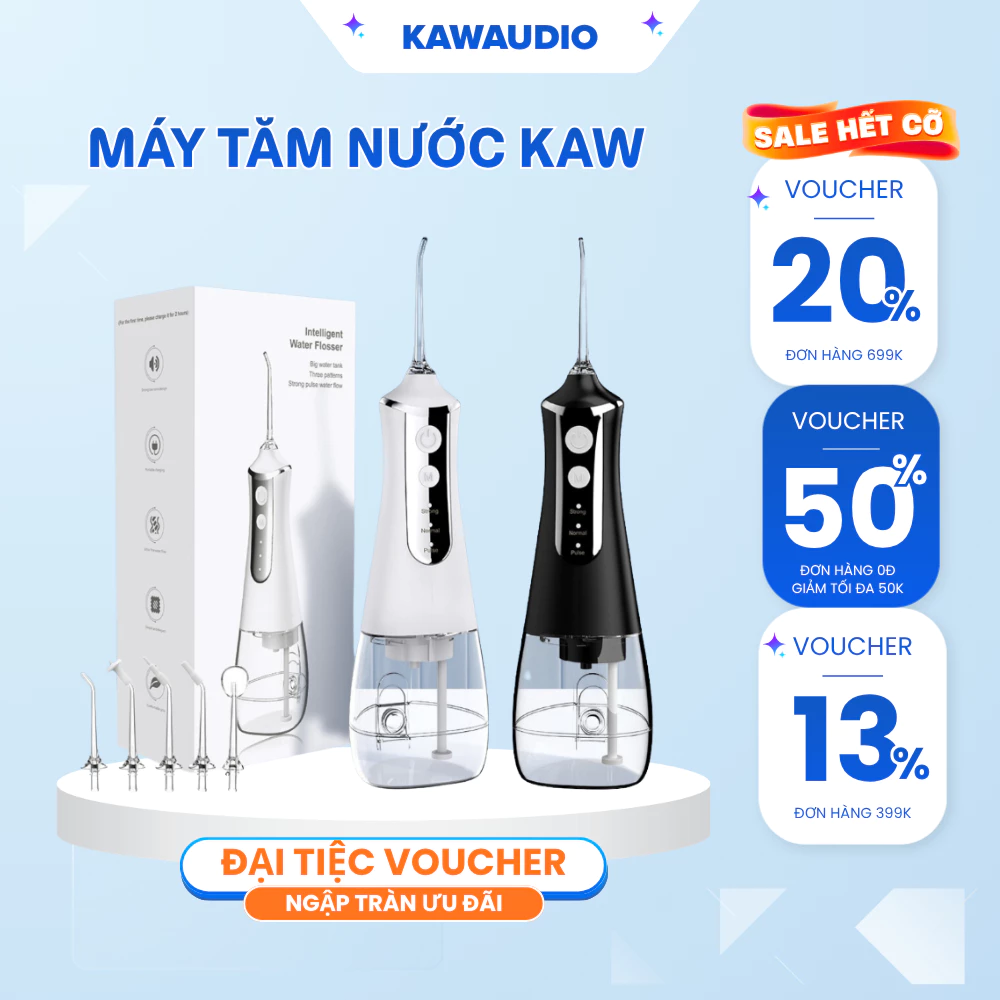 Máy Tăm Nước KAW 386F Cầm Tay, Vệ Sinh Răng Miệng Hiệu Quả, Chống Nước IPX6 Bảo Hành 12 Tháng