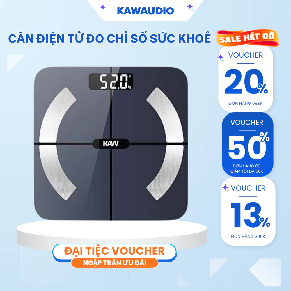 Cân Điện Tử Sức Khỏe KAW, Phân Tích 12 Chỉ Số Cơ Thể, Kết Nối Điện Thoại Bluetooth, Bảo Hành 12 Tháng
