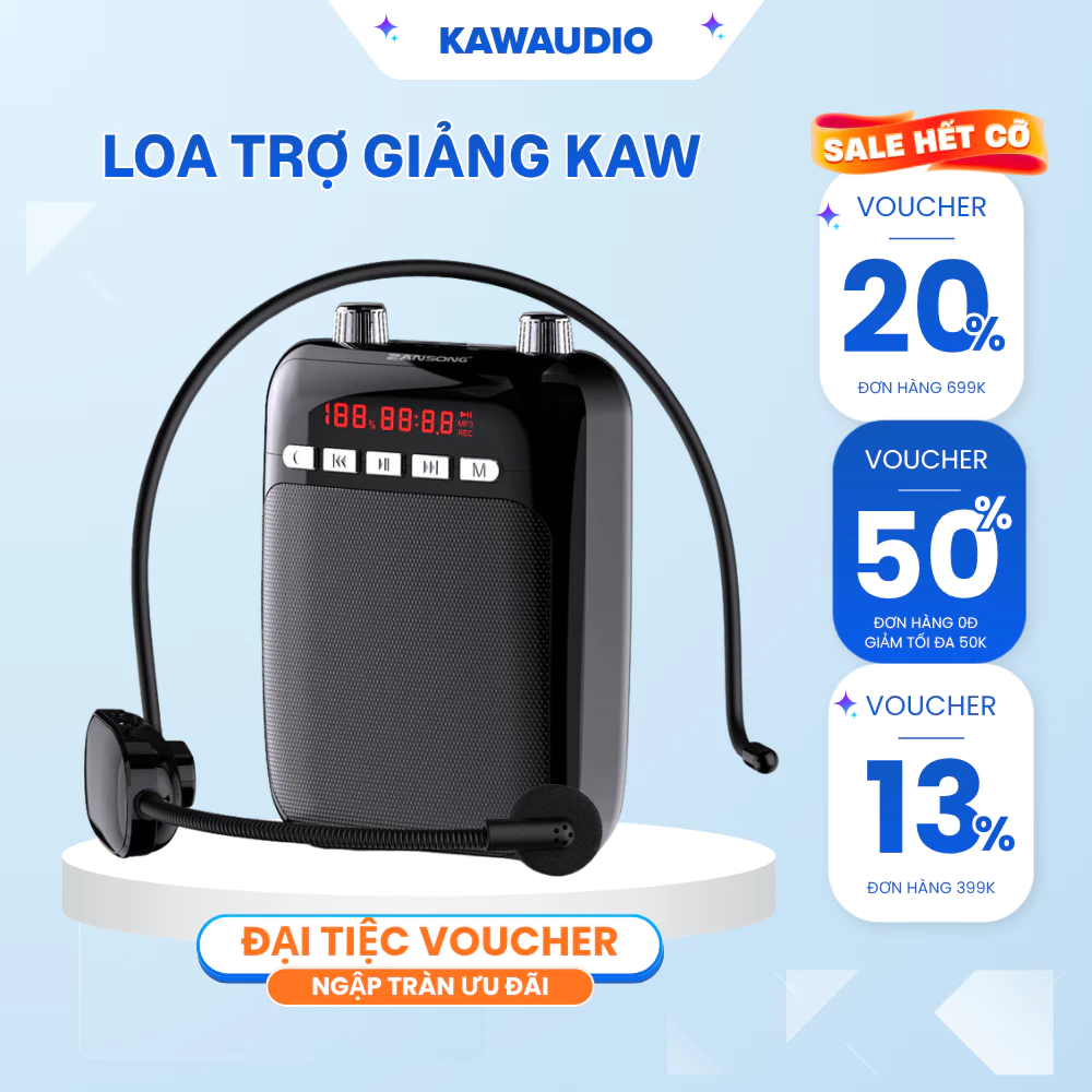 Loa Trợ Giảng KAW Không Dây Mic Đeo Tiện Lợi,Tích Hợp Bluetooth, Chống Nhiễu, Kết Nối Bluetooth, Dùng Liên Tục 8 Giờ