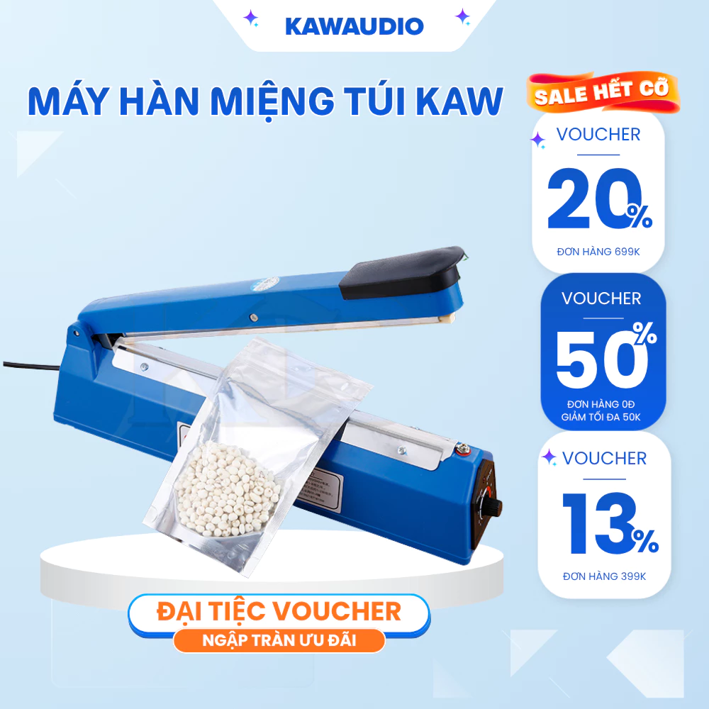Máy Hàn Miệng Túi Dập Tay KAW Bảo Quản Thực Phẩm, chế độ an toàn tự ngắt khi không sử dụng, Bảo Hành Chính Hãng 12 tháng