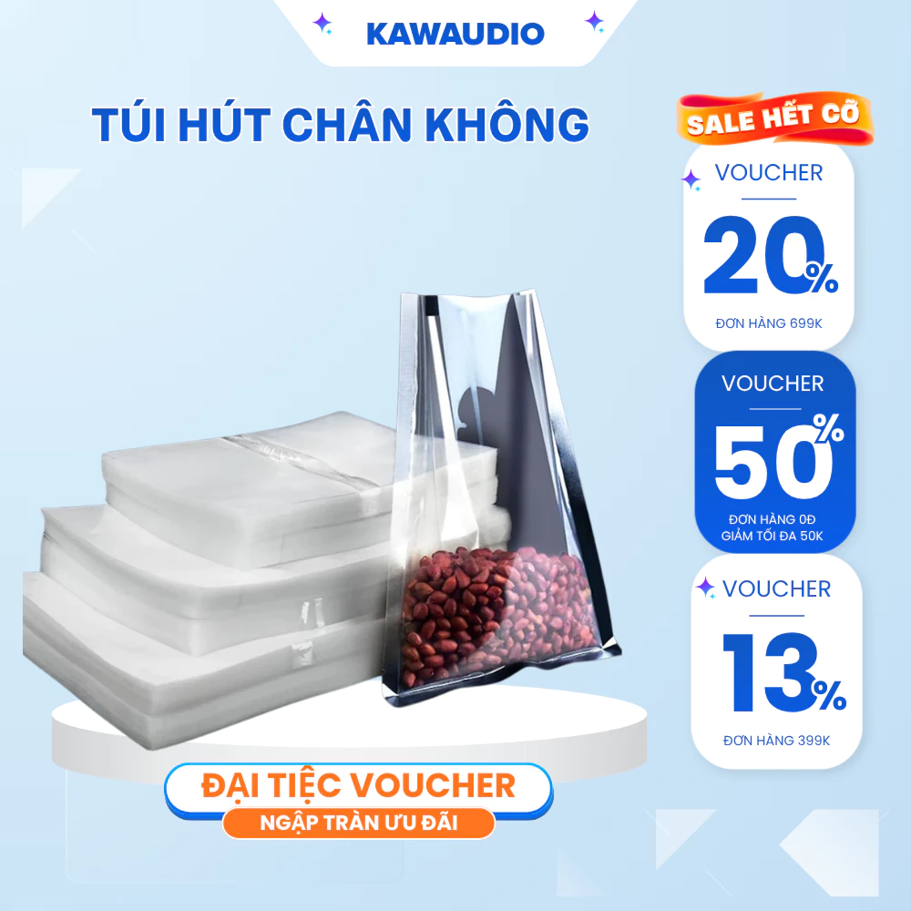 1kg Túi PA hút chân không 10zem 2 MẶT TRƠN (TRÊN 10 KG FREESHIP HCM)đủ  size 10,11 15,16,17,18,20, 22, 25, 20, 30 ,40
