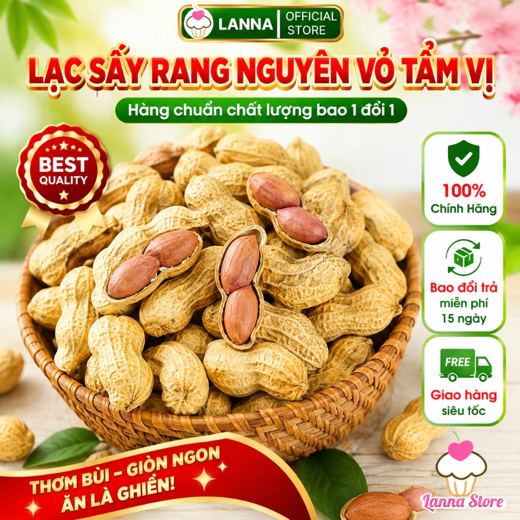 【HÀNG CHUẨN TÚI 500G】Lạc Rang Nguyên Vỏ Tẩm Gia Vị Thơm Ngon – Đậu Phộng Rang Chín Giòn Bùi, Ăn Vặt