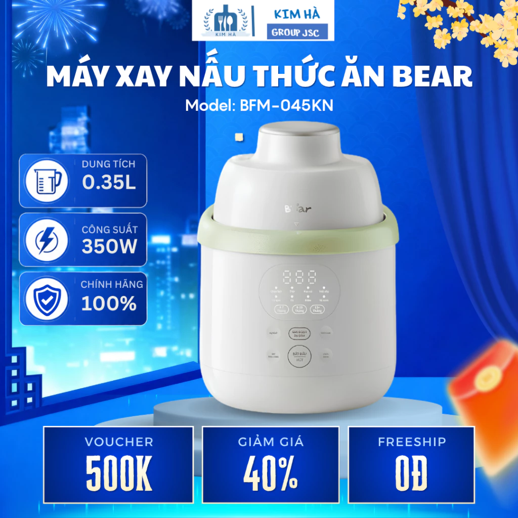 Máy Xay Nấu Thức Ăn Bear BFM-045KN Máy Xay Mịn, Sử Dụng Êm Ái, Sang Trọng Không Gian Bếp - Kim Hà Group