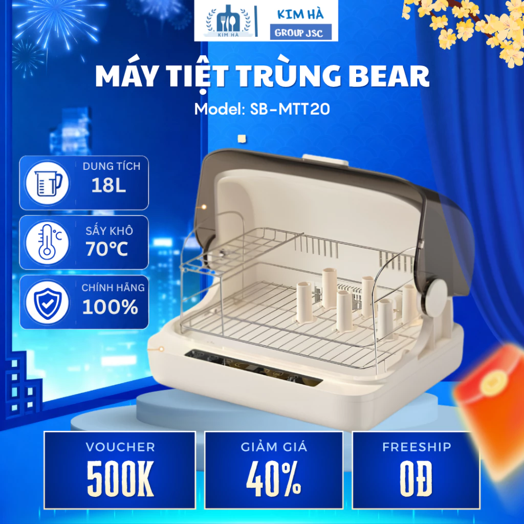 Máy Tiệt Trùng Bear SB-MTT20 Chất Liệu Cao Cấp Không Chứa BPA, Tiệt Trùng Nhanh Sạch Sâu Cho Bé - Kim Hà Group