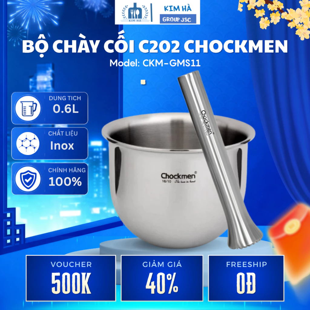 Bộ Chày Cối Mini Chockmen C202 Inox 18/10 Nguyên Khối, Giã Tiêu Tỏi Ớt Thảo Mộc Tiện Lợi Bền Đẹp- Kim Hà Group