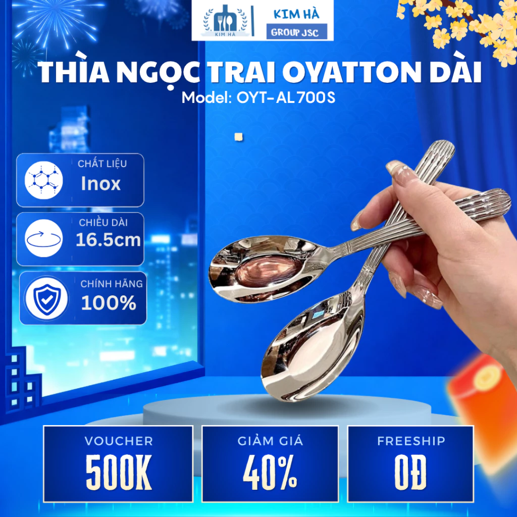 Thìa Ngọc Trai OYATTON OYT-AL700S Inox 316 Chống Gỉ Sét, Đánh Bóng Gương Sáng Đẹp An Toàn Sức Khỏe - Kim Hà Group