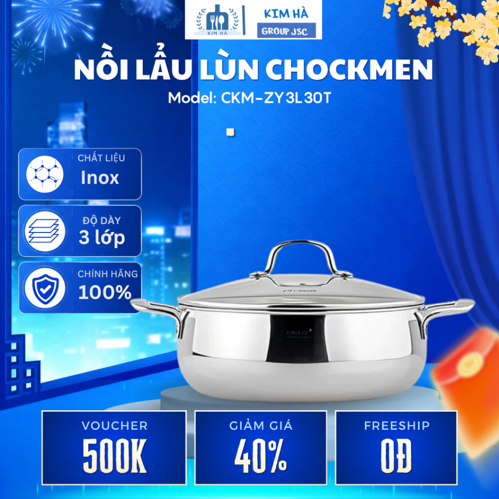 Nồi Lẩu Lùn Chockmen C198 Đáy Liền Nguyên Khối Chống Cong Vênh, Bền Đẹp Theo Thời Gian - Kim Hà Group