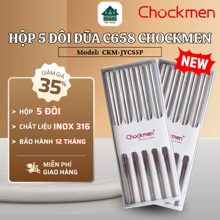 Set 5 Đôi Đũa CHOCKMEN C658 Thiết Kế Sang Trọng, Chống Cong Vênh Và Không Bám Mùi - Bếp Home