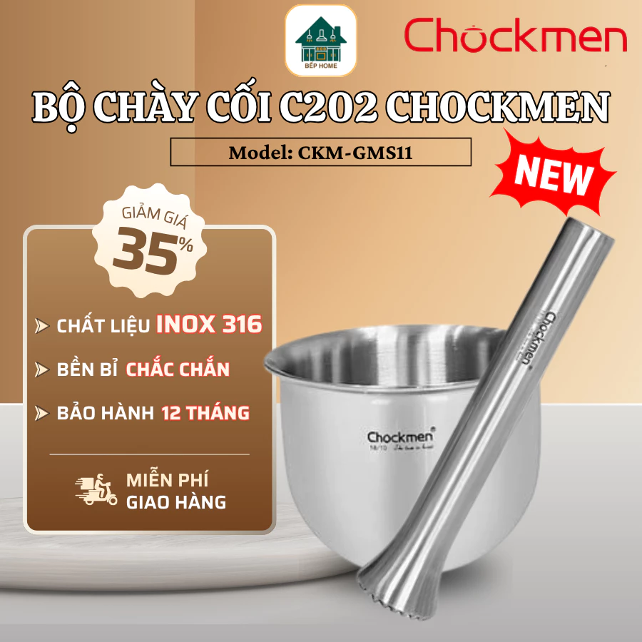 Bộ Chày Cối Mini Chockmen C202 Giã Hành Tỏi Tiêu Ớt Dễ Dàng, Dễ Vệ Sinh Phù Hợp Mọi Gian Bếp - Bếp Home