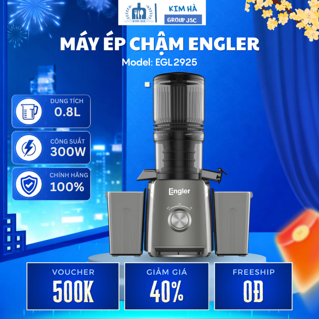Máy Ép Chậm Engler EGL2925 Động Cơ Đồng Bền Bỉ, Hoạt Động Êm Ái Ít Tiếng Ồn An Toàn Sử Dụng - Kim Hà Group