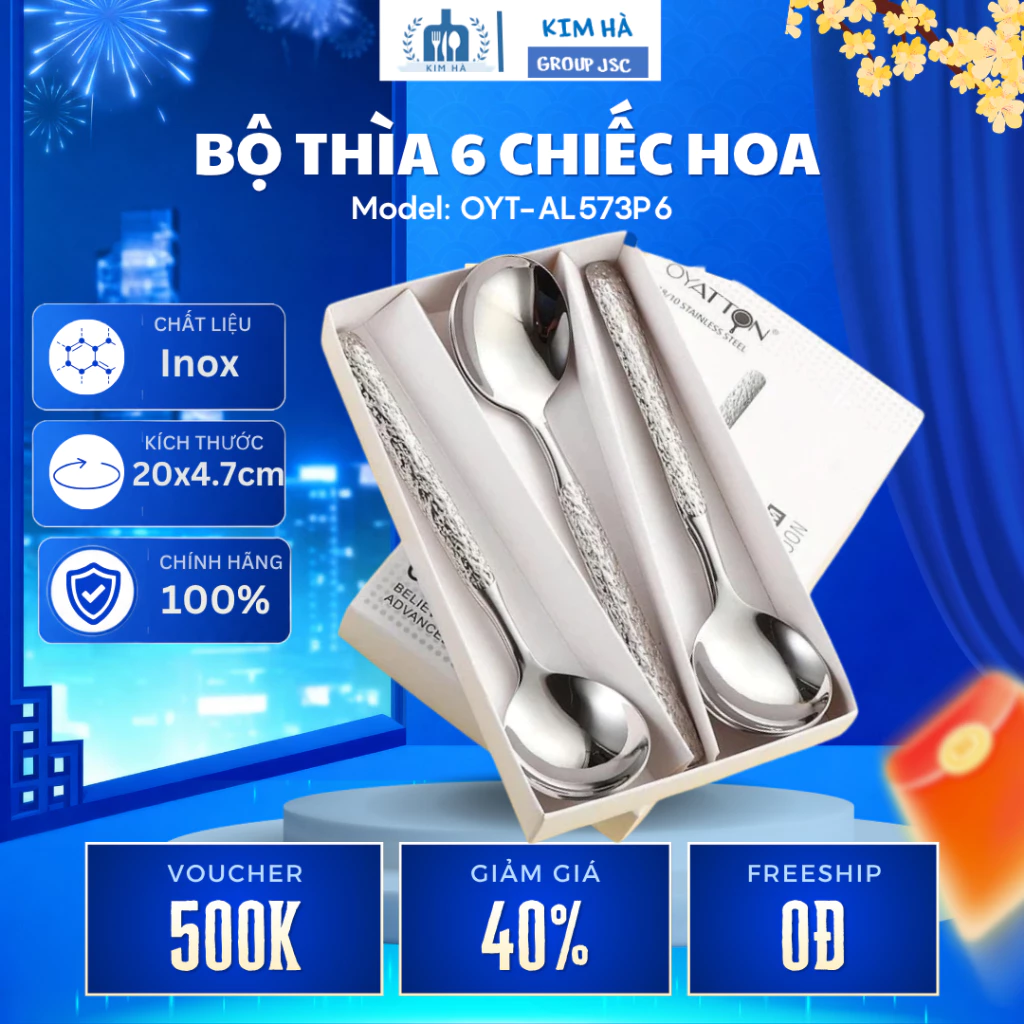 Bộ Thìa 6 Chiếc OYT-AL573P6 Inox 18/10 Đánh Bóng Gương, Inox 18/10 Bền Bỉ Sử Dụng Lâu Dài - Kim Hà Group