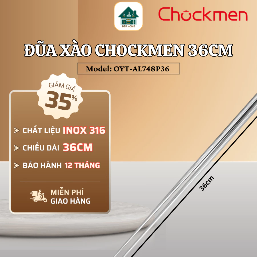 Đũa Xào Chockmen Inox 304 Bền Đẹp Chịu Nhiệt Tốt, Thiết Kế Sang Trọng Chống Gỉ Sử Dụng Bền Lâu - Bếp Home