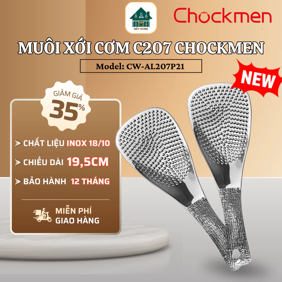 Muôi Xới Cơm Có Vân Chockmen C207 Inox 18/10 Cao Cấp, Inox 18/10 Bền Đẹp Cao Cấp - Bếp Home