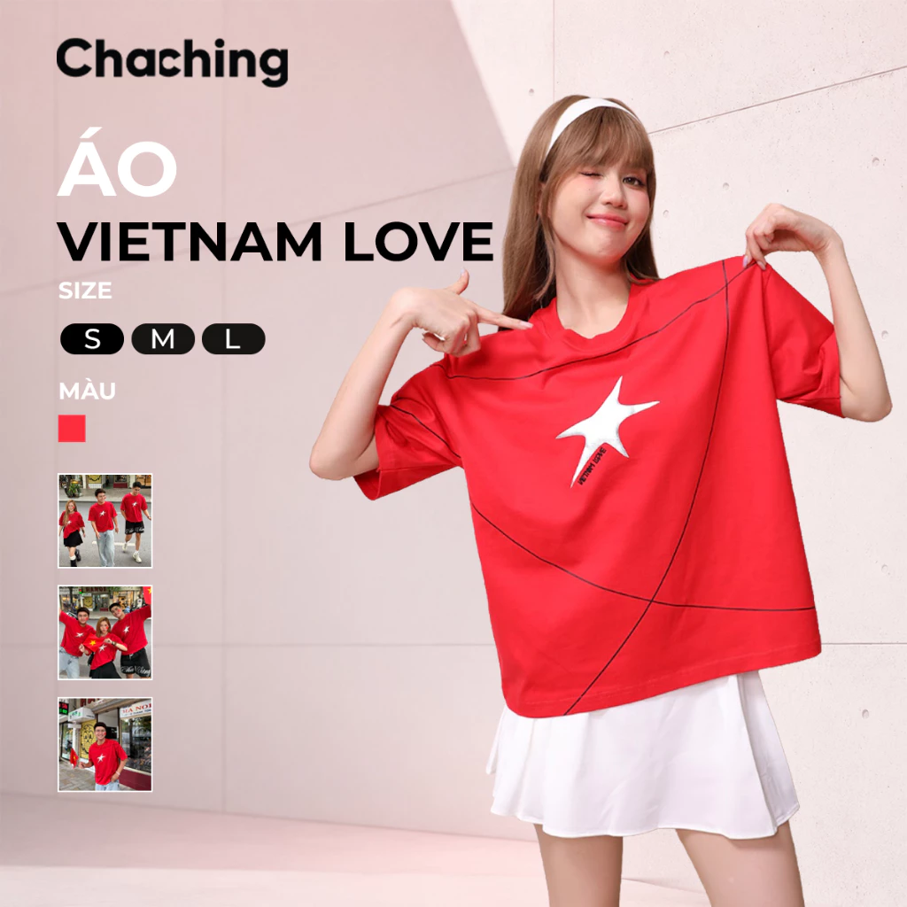Áo Thun Unisex Love ChaChing, Form Boxy, Form Rộng Tay Lỡ, In Lụa Cao Cấp, Cotton 100% Dày Dặn