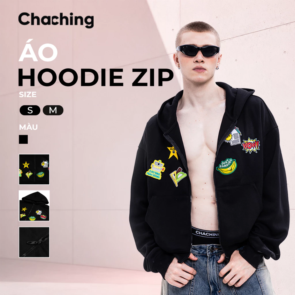 Áo Hoodie Zip Unisex ChaChing, Form Oversize, Chất Nỉ 2 Da Dày Dặn Áo Khoác Phối Đồ Streetwear