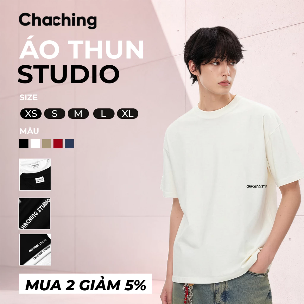 [BEST SELLER] Áo Thun Unisex, Chất Cotton 4 Chiều Co Giãn, Áo Thun Basic In Logo Chaching Studio