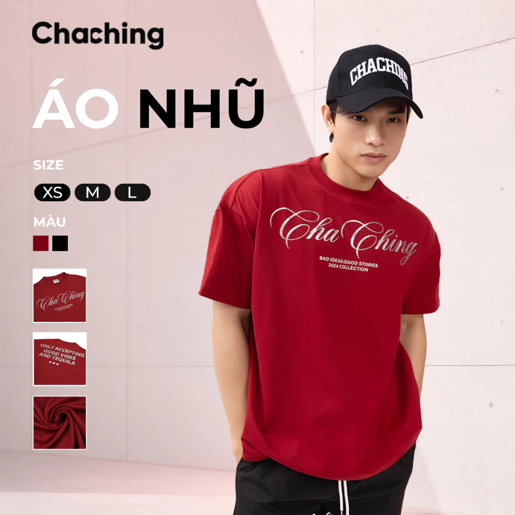 Áo Phông Nam Nữ In Kim Tuyến Lấp Lánh ChaChing, Chất Liệu Cotton, Form Rộng Boxy,  Áo Thun Unisex Streetwear